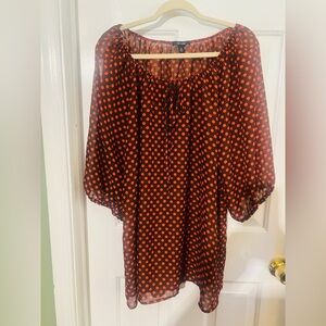 Espresso Black and Orange Polka Dot‎ Blouse